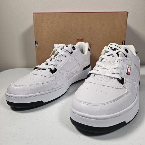 Levi's Mens 521 Mod Lo Pebbled Sneakers Low Top Casual White Black Size 12M - Picture 3 of 16